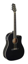 STAGG Cutaway acoustic-electric Slope Shoulder dreadnought guitar, black SA35 DSCE-BK