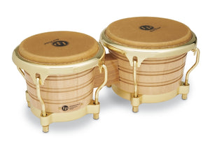 LATIN PERCUSSION LP201AX-2AW LP 7-1/4-INCH AND 8-5/8-INCH GENERATION II BONGOS - NATURAL WITH GOLD HARDWARE