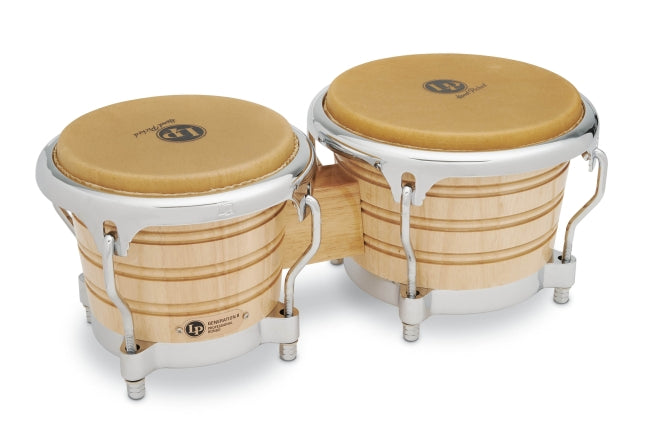 LATIN PERCUSSION LP LP201AX-2 7-1/4 AND 8-5/8 BONGOS - NATURAL WITH CHROME HARDWARE