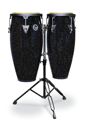 LATIN PERCUSSION LPA646-BM LP ASPIRE 10-INCH AND 11-INCH SANTANA BLACK MAGIC CONGA SET WITH DOUBLE STAND