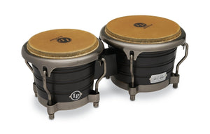 LATIN PERCUSSION LP201AX-2RRB 7-1/4-INCH AND 8-5/8-INCH RAUL REKOW BONGOS - DARK WALNUT WITH BLACK SATIN HARDWARE