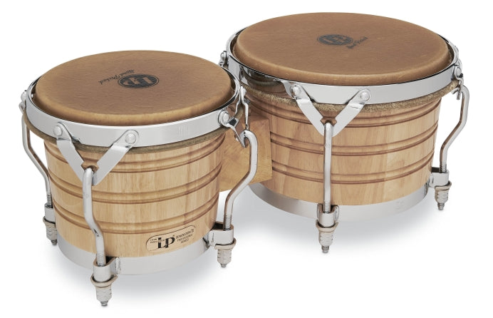 LATIN PERCUSSION LP LP201A-3 7-1/4 AND 9 BONGOS - NATURAL WITH CHROME HARDWARE
