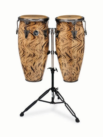 LATIN PERCUSSION LPA646-HC LP ASPIRE 10-INCH AND 11-INCH CONGA SET WITH DOUBLE STAND - HAVANA CAFE BOX 1