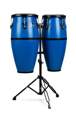 LATIN PERCUSSION LP646D-DB DISCOVERY 10-INCH AND 11-INCH CONGA SET WITH DOUBLE CONGA STAND - RACE CAR BLUE