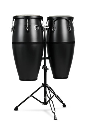 LATIN PERCUSSION LP646D-OX DISCOVERY 10-INCH AND 11-INCH CONGA SET WITH DOUBLE CONGA STAND - ONYX