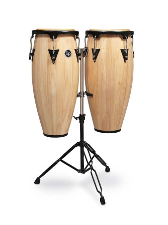 LATIN PERCUSSION LPA646-AW LP ASPIRE 10-INCH AND 11-INCH CONGA SET WITH DOUBLE STAND - NATURAL GLOSS