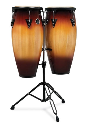 LATIN PERCUSSION LPA646-VSB LP ASPIRE 10-INCH AND 11-INCH CONGA SET WITH DOUBLE STAND - VINTAGE SUNBURST