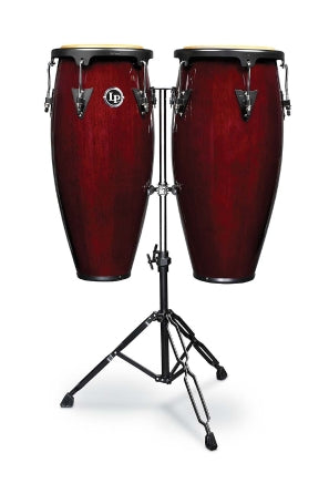 LATIN PERCUSSION LPA646-DW LP ASPIRE 10-INCH AND 11-INCH CONGA SET WITH DOUBLE STAND - DARK WOOD