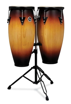 LATIN PERCUSSION LP646NY-VSB LP CITY SERIES 10-INCH AND 11-INCH CONGA SET WITH DOUBLE STAND - VINTAGE SUNBURST