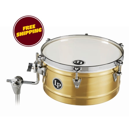 LATIN PERCUSSION LP6513-B 13 BRASS TIMBALE WITH CHROME HARDWARE AND MOUNT BRACKET - Silver