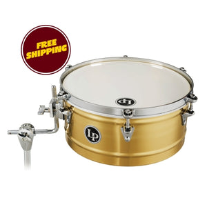 LATIN PERCUSSION LP6514-B 14 BRASS TIMBALE WITH CHROME HARDWARE AND MOUNT BRACKET - Silver