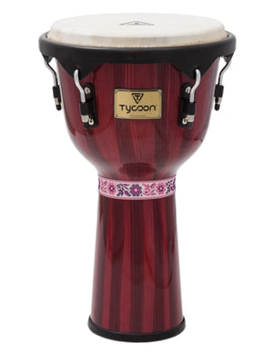 TYCOON PERCUSSN TJ-72BHPR DJEMBE 70 SERIES 12 BLACK HARDWARE HAND PAINT RED COLOR - Hand-Painted Red