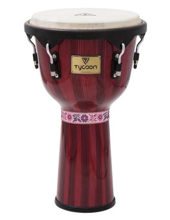 TYCOON PERCUSSN TJ-72BHPR DJEMBE 70 SERIES 12 BLACK HARDWARE HAND PAINT RED COLOR - Hand-Painted Red