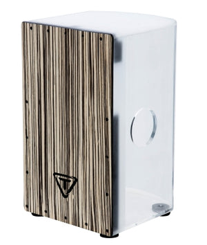 TYCOON PERCUSSN TKXRB-29WZ 29 ROUNDBACK ACRYLIC SERIES CAJON WITH WHITE ZEBRA WOOD FRONT PLATE