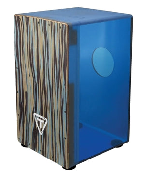 TYCOON PERCUSSN TKXRB-29 29 SERIES ROYAL BLUE ACRYLIC CAJON WITH MAKAH BURL FRONT PLATE