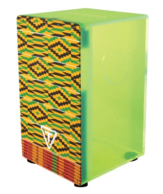 TYCOON PERCUSSN TKXNG-29 29 SERIES NEON GREEN ACRYLIC CAJON WITH MAKAH BURL FRONT PLATE