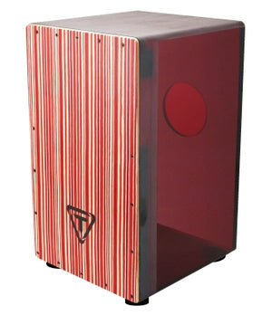 TYCOON PERCUSSN TKXCR-29 29 SERIES CHERRY RED ACRYLIC CAJON WITH MAKAH BURL FRONT PLATE