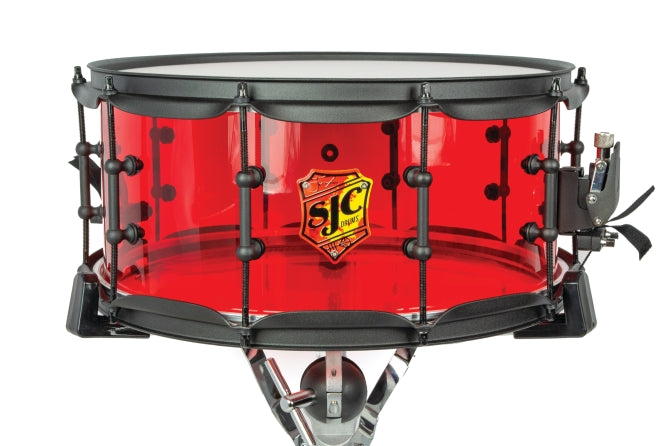 SJC DRUMS JDTS6514ATRB JOSH DUN TORCH 6 - 5X14 SNARE RED ACRYLIC SHELL BLACK HW