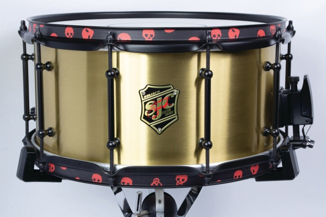 SJC DRUMS JDGS714BBTFB JOSH DUN SIGNATURE GOLIATH 7X14 SNARE SPOOKY INLAYS FLAT BLACK HW SIGNED BADGE