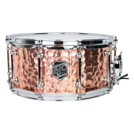 SJC DRUMS ALHC226514TCH ALPHA COPPER SNARE 6. 5X14 1 - 2MM POLISHED HAMMERED COPPER SHELL TUBE LUGS CHROME HAR