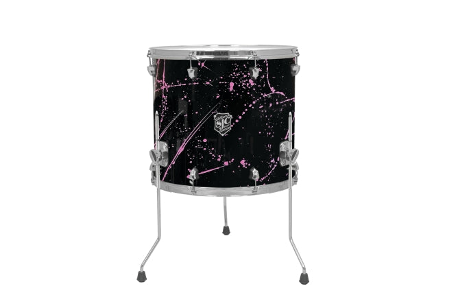 SJC DRUMS NVFT1618CHBKPKSP NAVIGATOR FLOOR TOM 16X18 BLACK W/ PINK SPLATTER CHROME HW
