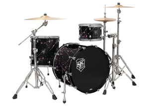 SJC DRUMS NVK322CHBKPKSP NAVIGATOR 3PC KIT (8X12 16X16 18X22) BLACK W/ PINK SPLATTER CHROME HW