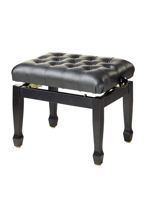 STAGG Highgloss black concert piano bench with fireproof black leather top