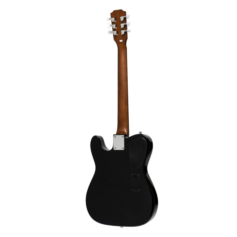 J.N GUITARS EW3000CBK 4/4 cutaway electric folk guitar with solid spruce body - black