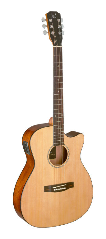 J.N GUITARS Natural-coloured acoustic-electric auditorium guitar with solid spruce top, Bessie series