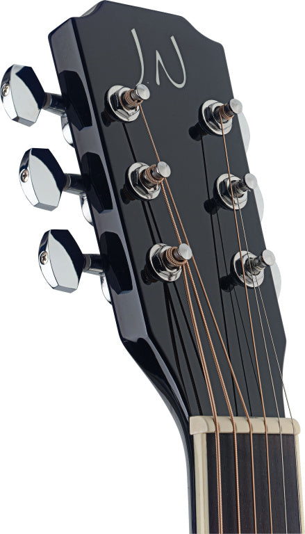 J.N GUITARS BES-ACE BK Black acoustic-electric auditorium guitar with solid spruce top, Bessie series