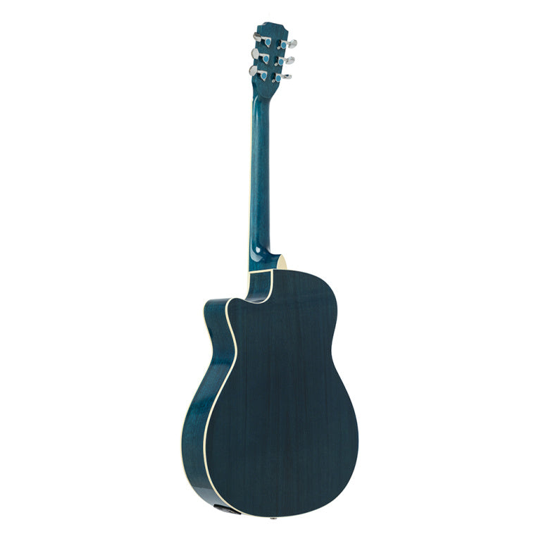 J.N GUITARS BES-ACE TBB Transparent blueburst acoustic-electric auditorium guitar