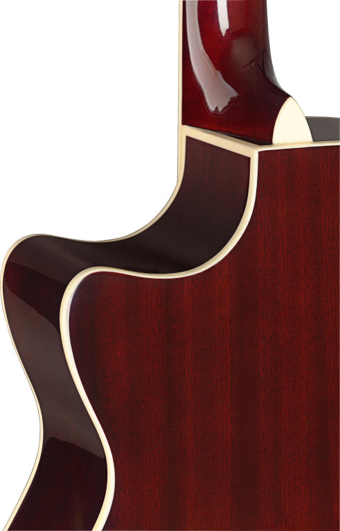 J.N GUITARS BES-ACE TRB Transparent redburst acoustic-electric auditorium guitar