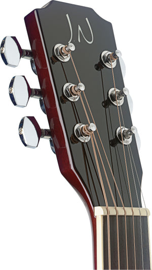 J.N GUITARS BES-ACE TRB Transparent redburst acoustic-electric auditorium guitar