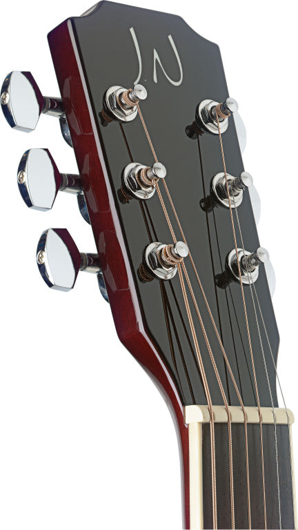 J.N GUITARS BES-ACE TRB Transparent redburst acoustic-electric auditorium guitar