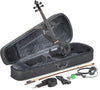 EVN 4/4 MBK 4/4 electric violin set with S-shaped metallic black electric violin, soft case and headphones Stagg
