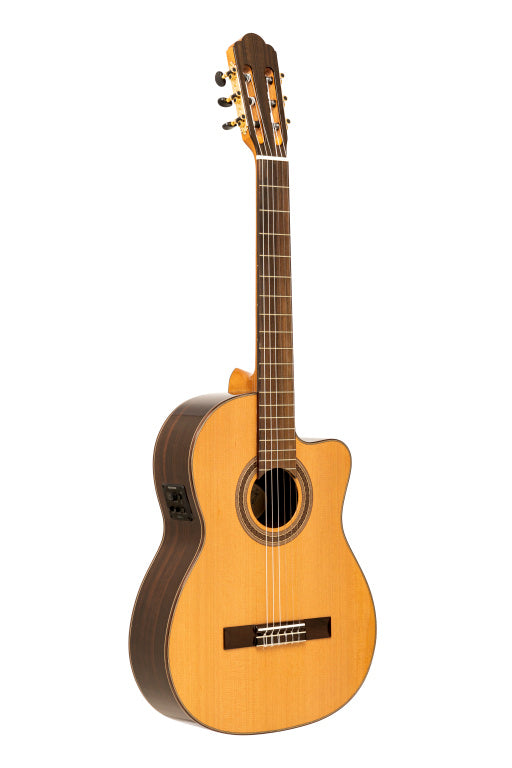 Angel Lopez Mazuelo serie, electric classical guitar with solid cedar top, with cutaway