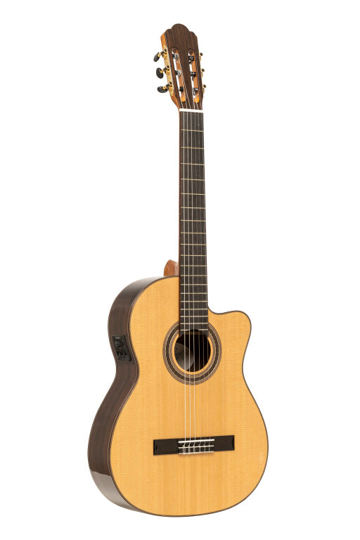 Angel Lopez Mazuelo serie, electric classical guitar with solid spruce top, with cutaway