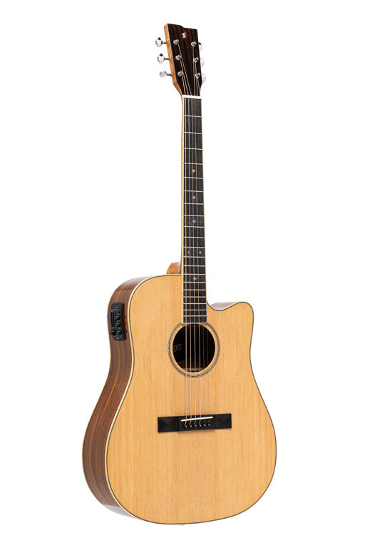 STAGG Dreadnought cutaway acoustic-electric guitar with spruce top, 45 series