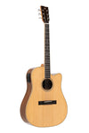 STAGG Dreadnought cutaway acoustic-electric guitar with spruce top, 45 series