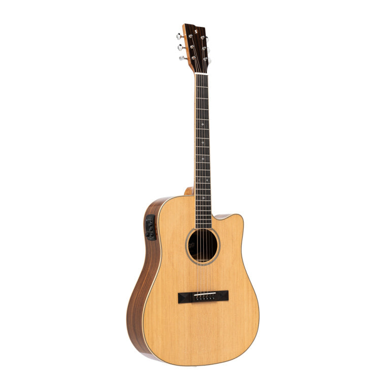 STAGG SA45 DCE-AC Dreadnought cutaway acoustic-electric guitar with spruce top, 45 series