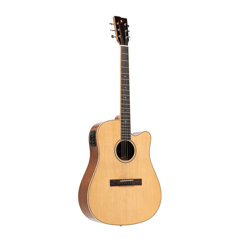 STAGG SA45 DCE-LW Dreadnought cutaway acoustic-electric guitar with spruce top, 45 series