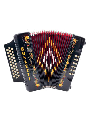 ROSSETTI 3112-GCF-BK 3 Row, 31 treble, 12 bass Diatonic button accordion