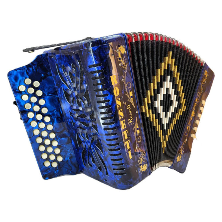 ROSSETTI 3112-GCF-BU 3 Row, 31 treble, 12 bass Diatonic button accordion