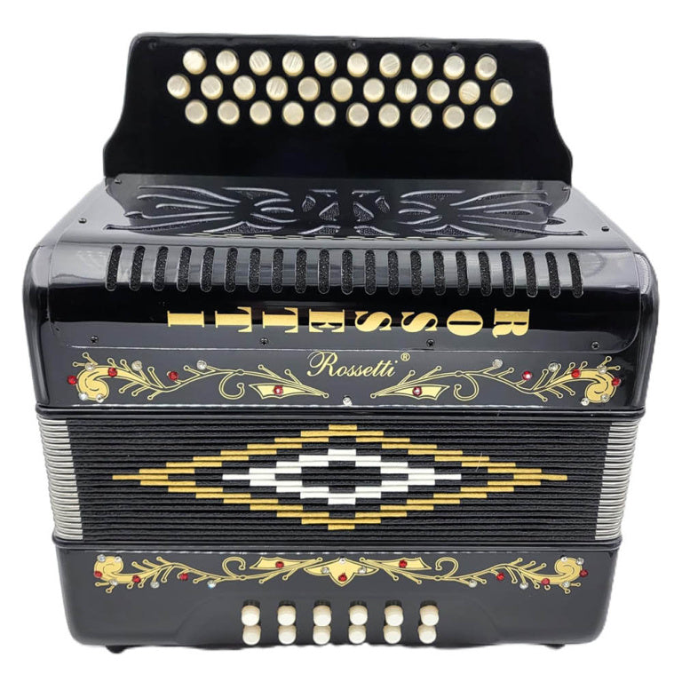 ROSSETTI 3112-FBE-BK 3 Row, 31 treble, 12 bass Diatonic button accordion