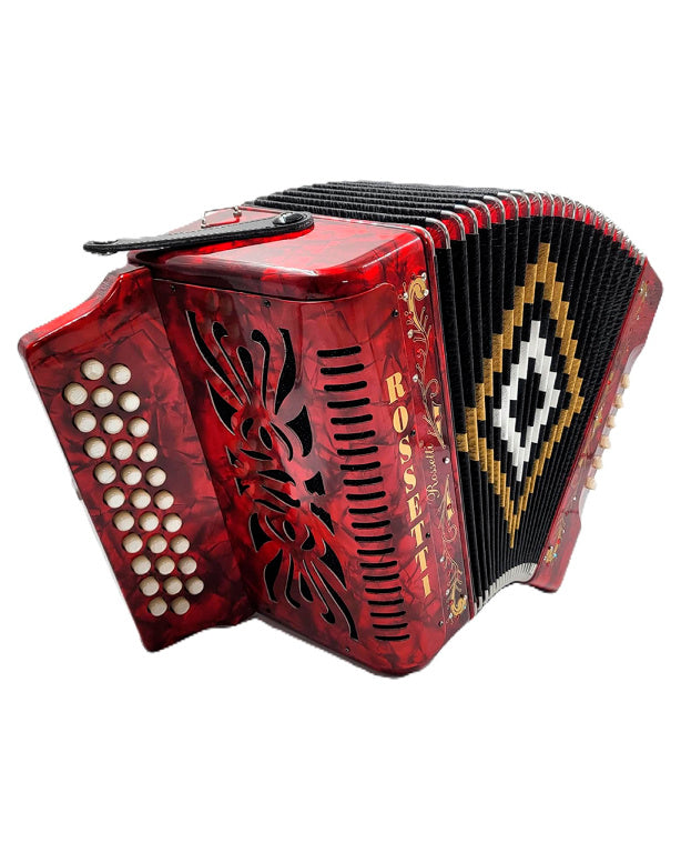 ROSSETTI 3112-FBE-RD 3 Row, 31 treble, 12 bass Diatonic button accordion