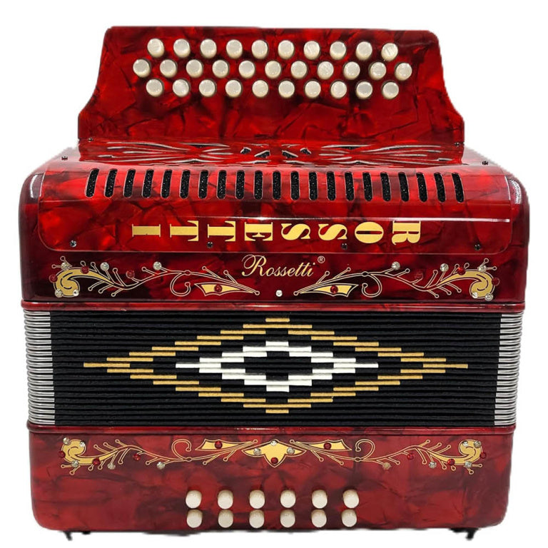 ROSSETTI 3112-FBE-RD 3 Row, 31 treble, 12 bass Diatonic button accordion