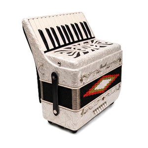 ROSSETTI 2512-WH Piano Accordion 25 Piano Keys & 12 Bass Buttons White - Accordion Piano Keys Bass Buttons White
