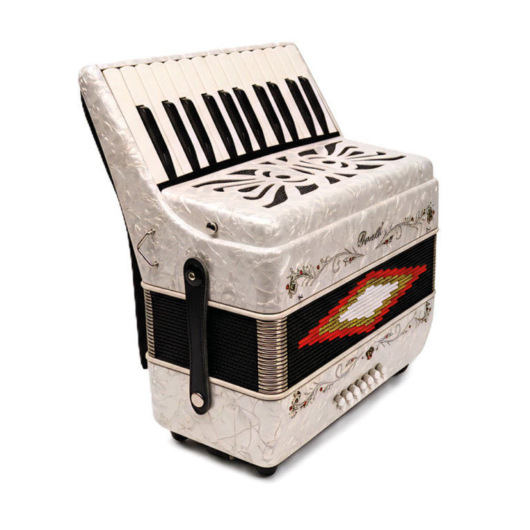 ROSSETTI 2512-WH Piano Accordion 25 Piano Keys & 12 Bass Buttons White - Accordion Piano Keys Bass Buttons White