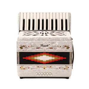 ROSSETTI 2512-WH Piano Accordion 25 Piano Keys & 12 Bass Buttons White - Accordion Piano Keys Bass Buttons White