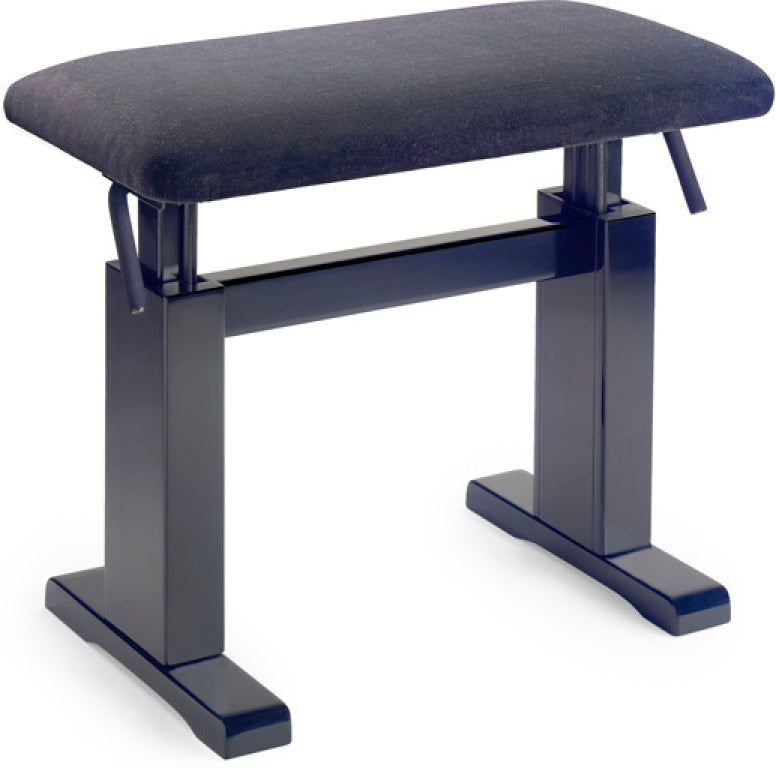STAGG Matt black hydraulic piano bench with fireproof black velvet top